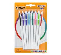 BIC Penne a Sfera, Cristal Up, Colori Assortiti, Punta Media (1.2 mm), Confezione da 8 Fornitura per Cancelleria Scuola