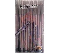 BIC, Penne a sfera Round Stic, punta media, colore: nero, confezione da 8