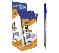 BIC Penne Blu a Sfera, Cristal Large, Punta Media, 1.6 mm, Confezione 50 Penne,