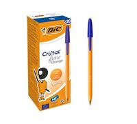 BIC Penne Blu a Sfera, Orange Original Fine, Punta 0.8mm, Confezione 20 Penne, Fornitura per Cancelleria Scuola e Ufficio
