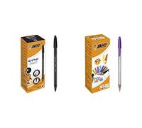 BIC Penne Nere a Sfera, Cristal Exact, Punta Fine (0.7 mm), Tratto Scorrevole e