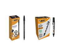 BIC Penne Nere a Sfera, Cristal Exact, Punta Fine (0.7 mm), Tratto Scorrevole e