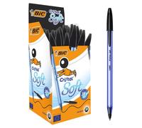 BIC Penne Nere a Sfera, Cristal Soft, Punta Media (1.2 mm), Confezione da 50, Fo