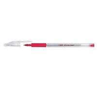 BIC Penne Rosse a Sfera, Cristal Grip, Punta Media, 1.0 mm, Confezione da 20, Fornitura per Cancelleria Scuola e Ufficio