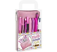 BIC Pink & Purple Set - 1 Astuccio, 2 Penne a Sfera/1 Penna Correttore Gel/1 Mat