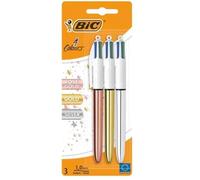 Bic Queste penne a sfera 4 colori Shine hanno un aspetto elegante, moderno e metallico in oro rosa, argento o oro.