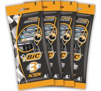 BIC RAZORS 3 Action Rasoi Usa e Getta da Uomo, 3 Lame, 4 Pacchi da 4 Pezzi