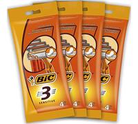 BIC RAZORS 3 Sensitive Rasoi Usa e Getta da Uomo, Confezione da 4 Pacchi a 4 Pez