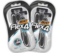 BIC RAZORS Flex4 Rasoi Usa e Getta da Uomo, Confezione da 2 Pacchi a 3 Pezzi - N