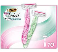 BIC RAZORS Rasoi da Donna Non Ricaricabili BIC Miss Soleil Sensitive, 3 Lame Mobili, Testina Snodabile e Banda Emolliente, Confezione da 10