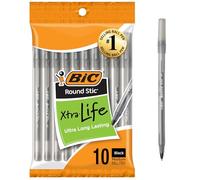BIC - Round Stic Ballpoint Pen,Med. Point,10/PK,Black Ink, Sold as 1 Package, BICGSMP101BK