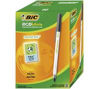 BIC Round Stic ECOlutions Ballpoint Pens - Box of 60 - Black - Medium Writing Po
