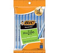 BIC Round Stic Grip Xtra Life Penna a sfera, blu, confezione da 10