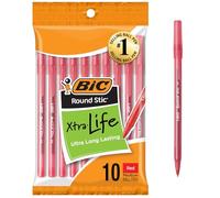 BIC Round Stic sfera penne mezzo punto 10/Pkg-rosso