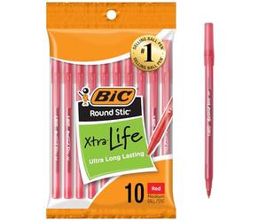 BIC Round Stic sfera penne mezzo punto 10/Pkg-rosso