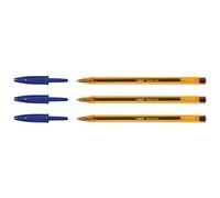 'BIC - Set di 3 penne a sfera cristallo arancione punta fine blu