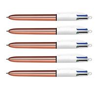 BIC Set di 5 penne a sfera retrattile 4Colours Shine punta media corpo rosa oro