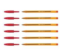BIC Set di 6 penne a sfera CRISTAL sottile punta rossa