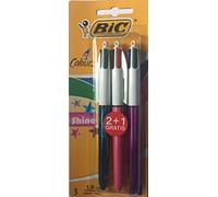 BIC Shine 4 in 1 penna a sfera a scatto, confezione da 3