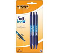 BIC Soft Feel Clic Grip - Confezione da 3 penne, colore: blu