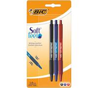 Bic Soft Feel - Penna a sfera, punta media (1,0 mm), colori assortiti, confezione da 3 pezzi