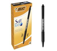 Bic Soft FeelClic Grip Penna a Sfera, a Scatto, Punta Media da 1,0mm, Confezione da 12 Pezzi, Colore Nero