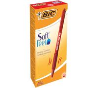 Penne a scatto Bic Soft Feel Clic - 234970 Penne rosse a scatto con tratto da 0.4 mm e fusto di colore rosso in confezione da 12 Pz.