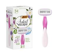 BIC Soleil Escape Rasoi da Donna 5-Lame Rosa & Magnolia, Confezione da 3