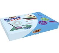 BIC Stencil Art Set di 27 Stencil per Artisti, 12 Matite Assortite, 10 Pennarelli Colorati Punta Fine, Idea Regalo