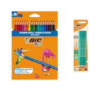 BIC Tropicolors pastello colorato & Evolution Ecolutions, Matita In Grafite, Per Scrivere A Scuola E In Ufficio, Mina HB Resistente, Confezione da 10
