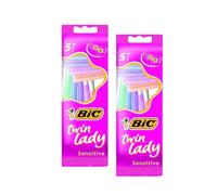 Bic Twin Lady Sensitive Razors - Rasoio da barba a doppia lama, rasoi delicati per pelli sensibili, usa e getta e a scorrimento facile, rasoio da barba per il corpo
