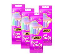 Bic Twin Lady Sensitive Razors - Rasoio da barba a doppia lama, rasoi delicati per pelli sensibili, usa e getta e a scorrimento facile, rasoio da barba per il corpo