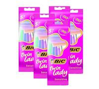 Bic Twin Lady Sensitive Razors - Rasoio da barba a doppia lama, rasoi delicati per pelli sensibili, usa e getta e a scorrimento facile, rasoio da barba per il corpo