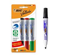 BIC Velleda 1701 Ecolutions - Pennarelli per lavagna, cancellabili a secco, punta conica, colori assortiti, confezione da 4