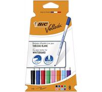 Bic Velleda 1721 - Pennarello per lavagna bianca, punta proiettile, linea 1,5 mm, colori assortiti, confezione da 8
