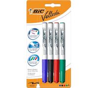 BIC Velleda 1741 Pennarelli per lavagna bianca Effa & ccedil;ables & agrave; Punta Conica Asciutta Media - Colori Assortiti, Blister da 4