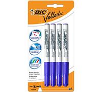 BIC Velleda 1741 - Pennarelli per lavagna, cancellabili a secco, punta conica media, blu, confezione da 4