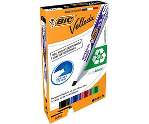 Bic Velleda 1751/1754 Whiteboard Marker Chisel Tip Line Width 3.7-5.5mm Assorted Ref 11990017 [Pack 4]