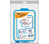 BIC Velleda - Lavagna bifacciale bianca e quadretti, 19 x 26 cm, realizzata in Francia, con feltro cancellabile a secco a punta fine