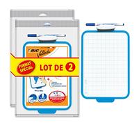 BIC Velleda - Lavagnetta a doppio lato, cancellabile a secco, 19 x 26 cm, con feltro blu cancellabile a secco e cancellabile, confezione da 2