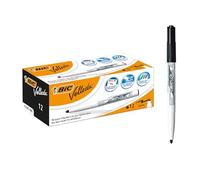 BIC Velleda, Marcatori Cancellabili, Colore Nero, Pennarelli per Lavagna, Punta Media 1.4mm, 1741, Confezione da 12, Fornitura Cancelleria Scuola e Ufficio