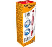 Bic Velleda - Marcatori tascabili cancellabili a secco con inchiostro liquido, confezione da 12, colore: Nero Scatola da 12 rosso