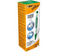 Bic Velleda - Marcatori tascabili cancellabili a secco con inchiostro liquido, confezione da 12, colore: Nero Scatola da 12 verde