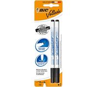 BIC Velleda - Pennarelli per lavagna bianca, con punta sottile e resistente, confezione da 2 pezzi, colore: nero