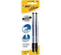 BIC Velleda - Pennarelli per lavagna bianca, con punta sottile e resistente, confezione da 2 pezzi, colore: nero