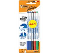 BIC Velleda, pennarello per lavagna bianca, 1721, tascabili, a base di chetone, 1,5 mm Pack of 4+1 Free Assorted Colours