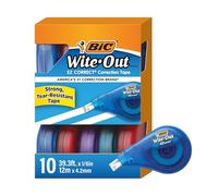 Bic Wite-Out Brand EZ Correzione Corretta, bianco, 10 conteggi, dispenser traslucido mostra quanto nastro rimane