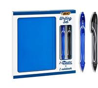 BIC Writing Set - 2 BIC Gel-ocity Quick Dry Penne Gel con Punta Media (0,7 mm) E 1 Taccuino A Righe A5, Set Da Regalo Da 3
