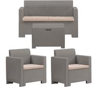 SALOTTO RESINA NEBRASKA 2 4 PZ C/CUSCINI MARRONE