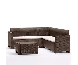 Bica 9075.3 Set Nebraska Corner 5 Posti, Marrone, 187 x 179 x 79 cm